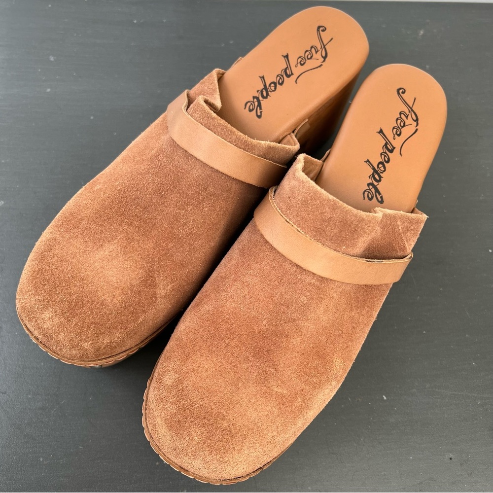 Free People Calabasas Platform Brown Suede Clog Women’s Size 8 - Picture 10 of 11